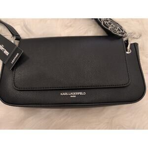 Karl Lagerfeld Paris Monet Black Purse Handbag Clutch Genuine Leather Brand New